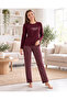 Women's Viscose Pajama Set Long Sleeve Crew Neck Patterned Trousers Comfortable Homewear Home Clothing 79-15 - 3