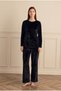 Women's Long Sleeve Velvet Black Pajama Set C8T6N971