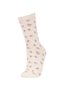 V5085Azkr1 Multicolored Women's 3-Piece Cotton Long Socks - 2