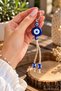 Glass Evil Eye Beaded Keychain Boxed Gift Blue Evil Eye Keychain - 3