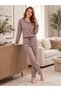 Women's Viscose Pajamas Set Patterned V-Neck Long Sleeve Homewear Casual Home Clothing Set 79-161 - 4