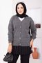 Buttoned Short Knitwear Cardigan Smoked - 3