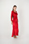 Velvet Fabric Heart Collar Fishnet Dress - RED - 2