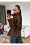 Acı Kahve Suede Jacket with Belted Stand Collar - 4269 - 2