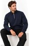 Men's Vertical Half-Zip Collar Pique Long Sleeve Sweatshirt 4019 - 3