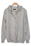 Unisex Hooded Zippered Pocket Thin Combed Cotton Gray Basic Sweatshirt Cardigan