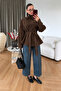 Acı Kahve Suede Jacket with Belted Stand Collar - 4269