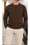 Men's Crew Neck Waffle Fabric Regular Fit Sweat 5851 - 2