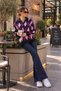 Women's Baklava Pattern Mulberry Color Polo Collar Sweater - 2