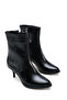 Black Patent Leather Women's Boots Short Kitten Thin Heeled Pointed Toe - 2