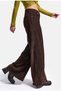 Women's Coffee W6-81 Palazzo Fit Smooth Velvet Fabric Trousers