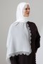 Needle Embroidered Lace Guipure Shawl Demor Mevlüt Prayer Coverlet with Başak Motif White (Snl) - 6