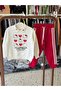 Girl's Hello Kitty Printed Polo Collar Tracksuit Set Sweatshirt Pants 2-Piece Set - 2
