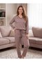 Women's Viscose Pajamas Set Patterned V-Neck Long Sleeve Homewear Casual Home Clothing Set 79-161 - 3