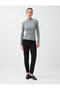 Anthracite Melange Crew Neck Slim Fit Long Sleeve Blouse - 2