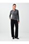 Anthracite Melange Accessory Detailed Double Breasted Collar Soft Touch Blouse - 2