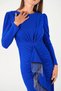 Imported Crepe Fabric Evening Dress with Stone Tassel Detail - Saks Blue - 3