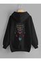 Men's Hooded Sweatshirt Black Owl Back Print