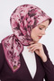 Patterned Cotton Silk Scarf 90X90 Ls2213 09-Powder-Pink-Dry Rose