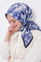 Patterned Cotton Silk Scarf 90X90 Ls2213 03-Light Gray-Indigo