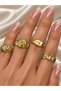 4-Piece Adjustable Women's Ring Gold Color, Iris Collection Steel Look Jewelry Accessory