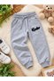 100% Cotton Girls' Tracksuit Set Pink Gray Happy Kinder Printed Sweatshirt Jogger Bottom Sports Set - 3