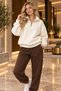 Premium Unisex Cotton Half Zipper Sweatshirt Jogger Set 3 Yarn Bottom-Top Set - 7
