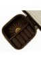 Mini Square Velvet Jewelry Bag & Travel Jewelry Organizer - Ecru Love Embroidery Detail - 6.5X6.5X4 cm - 3