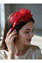 Red Tulle Bow Detailed Maternity Crown Henna Crown - Baby Shower Crown & Birth Photography - 3