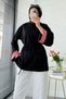 Premium Side Slit Waist Tie Blouse - Black - 7