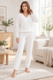 Women's Winter Knitted Camisole Pajama Set V-Neck Long Sleeve Stripe Pattern Homewear S m L XL 09-308 - 3