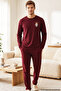 Burgundy Teddy Bear Printed Cotton Lycra Knitted Pajama Set 26241803-4 - 2