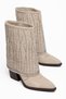 Women's Cowboy Boots Pointed Toe Stone Detailed Thick Heel Western Boots