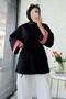 Premium Side Slit Waist Tie Blouse - Black - 5