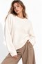 Women's Ecru Crew Neck Soft Touch Oversize Knitwear Sweater