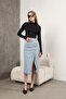 Asymmetrical Button Detailed Denim Skirt - 3