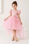 Girl's Palmira Embroidered Tail Evening Dress M00861 Pink