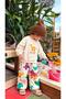Boy's Dinosaur Printed 3 Yarn Non-Padded Sweatshirt Pants Top and Bottom Set