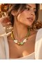 Early Autumn Green Pearl Beaded Gold Detailed Special Design Women's Necklace