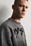 Men's Oversize Patterned Crew Neck Wool Knit Sweater - 2