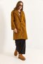Tan Cashmere Fabric Wide Collar Oversize Single Button Flap Pocket Detailed Long Sleeve Coat - 2