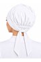 White Cotton Combed Cotton Bonnet with Front Stitching |   Elastic Back-Tie Flexible Cap - 2