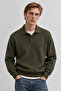 Button Detailed Polo Collar Men's Knitwear Sweater |   Mew5111320-1 - 3