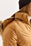 Tan Woven Fabric Long Sleeve Comfortable Fit Hooded Double Pocket Zipper Detailed Puffer Coat - 4