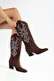 Women's Cowboy Boots Pointed Toe Embroidery Detailed Thick Heel Western Boots - 3