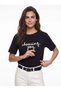 Black Cotton Boat Neck Comfortable Fit Short Sleeve T-Shirt with Embroidered Text on the Front - 2