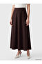 Alita City Lcw Vision Brown Viscose Straight Midi Women's Skirt with a Difference - 2