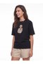 Black Cotton Crew Neck Relaxed Fit Dog Embroidered Stone Embroidered Short Sleeve T-Shirt - 4
