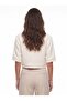 White Acrylic and Wool Blend Fabric Short Sleeve Shirt Collar Metal Button Pocket Detailed Jacket - 2