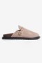 Women's Suede Slippers Closed Toe with Gold Accessories Lori Mink - 2
